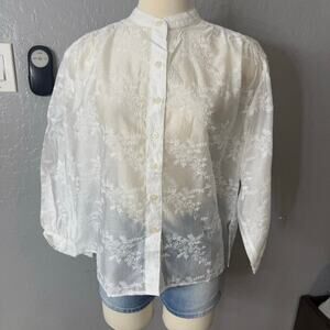 Gap Sheer Voile Floral Shirt, White, S 798004